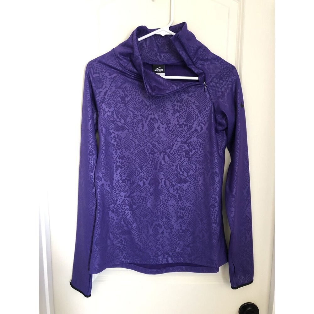 Nike Pro Dri-Fit Long Sleeve Embossed Mock‎ Neck Pullover Purple Women’s Medium